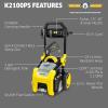 image:imageKrcher Pressure Washer K2300PSB 4 Spray Nozzles Detergent Tank Hose Reel for Cars Driveways Siding Patios 207 max GPMYellow