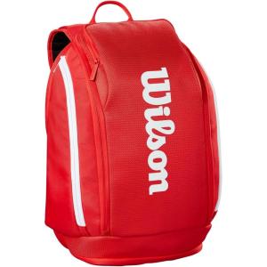 image:imageWILSON 2025 Super Tour Red Tennis Racket Bags  RedWhiteBackpack  Holds up to 2 Rackets