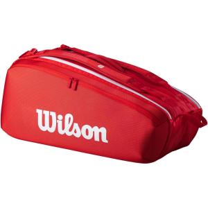 image:imageWILSON 2025 Super Tour Red Tennis Racket Bags  RedWhiteRacket Bag  Holds up to 9 Rackets