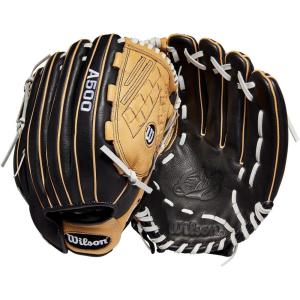 image:imageWilson 2022 A500 Siren 125 Fastpitch Outfield Glove  Left Hand Throw BlackBlondeYellow