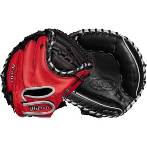image:imageWilson A500 32 Youth Baseball Catchers Mitt  Right Hand Throw BlackRedGrey