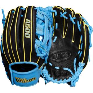 image:imageWilson A500 Youth Baseball GlovesBlackCool BlueYellow