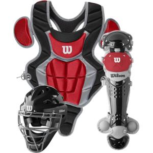 image:imageWilson C200 Youth 3Piece Catchers Gear SetBlackScarlet