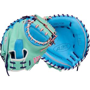 image:imageWilson Fall 2025 A2K Baseball GlovesSeafoamSky BluePink