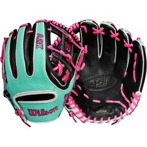 image:imageWilson Summer 2025 A2K Baseball GlovesBlackSeafoamFlamingo