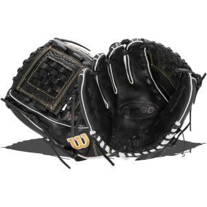image:imageWilson 2022 A1000 P12 12 Fastpitch Pitchers Glove  Left Hand Throw BlackMetallic GoldWhite