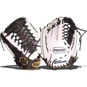 image:imageWilson 2022 A1000 T125 125 Fastpitch Outfield Glove  Left Hand Throw WhiteBlackMetallic Gold