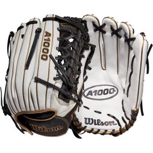 image:imageWilson 2022 A1000 T125 125 Fastpitch Outfield Glove  Right Hand Throw WhiteBlackMetallic Gold