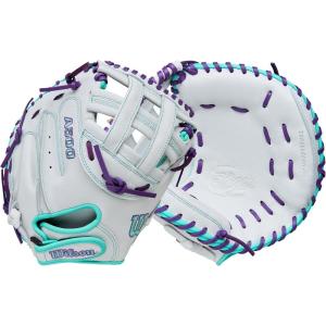 image:imageWilson 2026 A500 Siren Fastpitch Softball GlovesWhiteSeafoamPurple