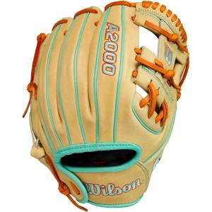 image:imageWilson Summer 2025 A2000 Baseball GlovesBlondeSeafoamOrange