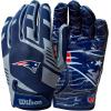image:imageWilson NFL Stretch Fit Football Gloves  Youth and Adult SizesNew England Patriots