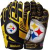 image:imageWilson NFL Stretch Fit Football Gloves  Youth and Adult SizesPittsburgh Steelers