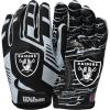image:imageWilson NFL Stretch Fit Football Gloves  Youth and Adult SizesLas Vegas Raiders