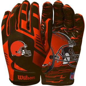 image:imageWilson NFL Stretch Fit Football Gloves  Youth and Adult SizesCleveland Browns