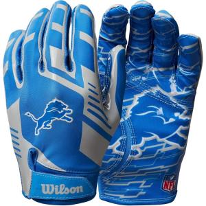 image:imageWilson NFL Stretch Fit Football Gloves  Youth and Adult SizesDetroit Lions
