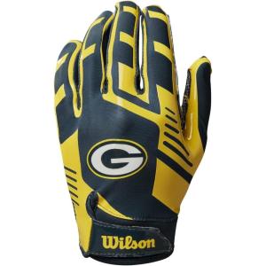 image:imageWilson NFL Stretch Fit Football Gloves  Youth and Adult SizesGreen Bay Packers