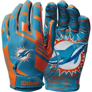 image:imageWilson NFL Stretch Fit Football Gloves  Youth and Adult SizesMiami Dolphins