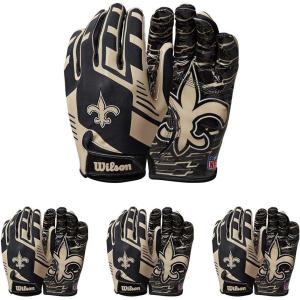 image:imageWilson NFL Stretch Fit Football Gloves  Youth and Adult SizesNew Orleans Saints