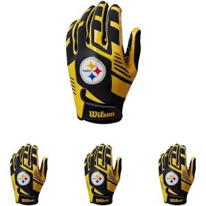 image:imageWilson NFL Stretch Fit Football Gloves  Youth and Adult SizesPittsburgh Steelers