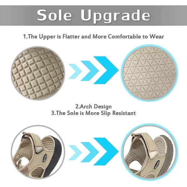 imageGRITION Hiking Sandals Women Athlatic Outdoor Sandals Protective Topcap Waterproof for Beach SummerWater Shoes Athletic Sport Walking SandalsBeige1
