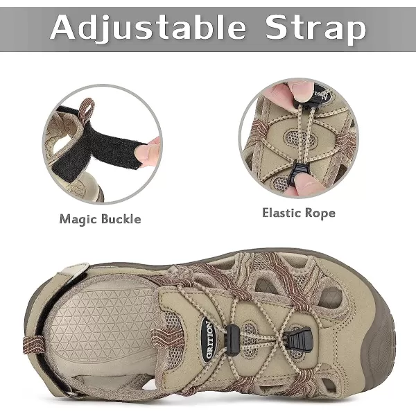 imageGRITION Hiking Sandals Women Athlatic Outdoor Sandals Protective Topcap Waterproof for Beach SummerWater Shoes Athletic Sport Walking SandalsBeige1