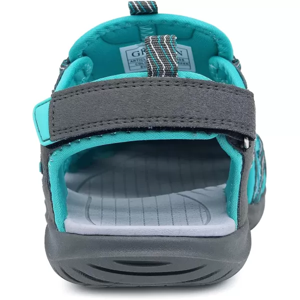 imageGRITION Hiking Sandals Women Athlatic Outdoor Sandals Protective Topcap Waterproof for Beach SummerWater Shoes Athletic Sport Walking SandalsGrey Green