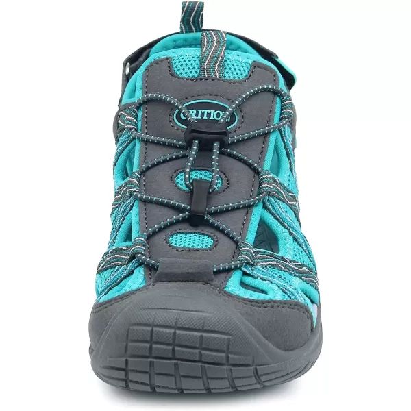 imageGRITION Hiking Sandals Women Athlatic Outdoor Sandals Protective Topcap Waterproof for Beach SummerWater Shoes Athletic Sport Walking SandalsGrey Green