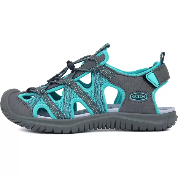 imageGRITION Hiking Sandals Women Athlatic Outdoor Sandals Protective Topcap Waterproof for Beach SummerWater Shoes Athletic Sport Walking SandalsGrey Green