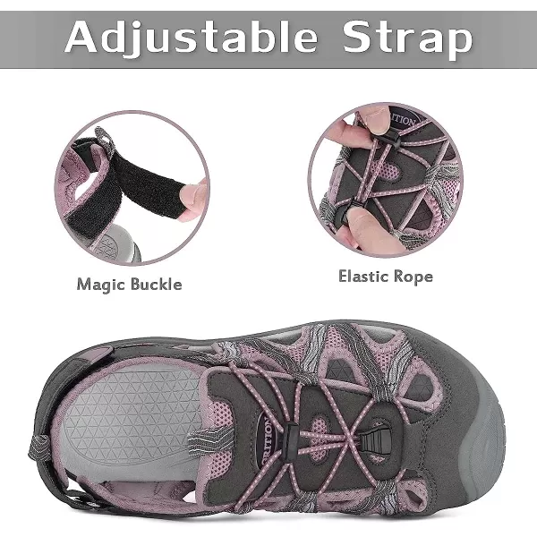 imageGRITION Hiking Sandals Women Athlatic Outdoor Sandals Protective Topcap Waterproof for Beach SummerWater Shoes Athletic Sport Walking SandalsPurple