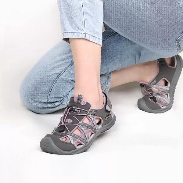 imageGRITION Hiking Sandals Women Athlatic Outdoor Sandals Protective Topcap Waterproof for Beach SummerWater Shoes Athletic Sport Walking SandalsPurple