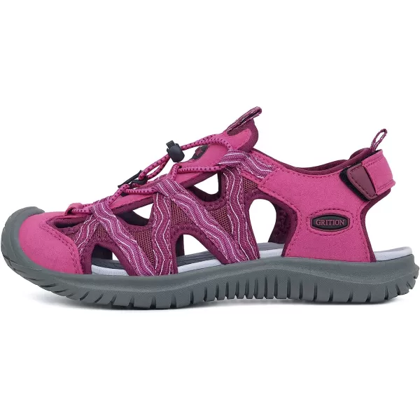 imageGRITION Hiking Sandals Women Athlatic Outdoor Sandals Protective Topcap Waterproof for Beach SummerWater Shoes Athletic Sport Walking SandalsRose