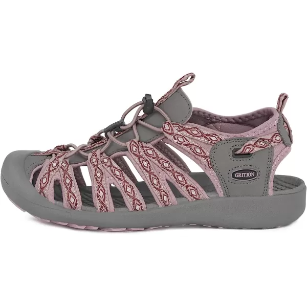 imageGRITION Hiking Sandals Women Closed Toe Waterproof Lightweight Adjustable Hiking Athletic Sandals Breathable For Beach Summer Adventure Comfortable Outdoor SportGrey Pink