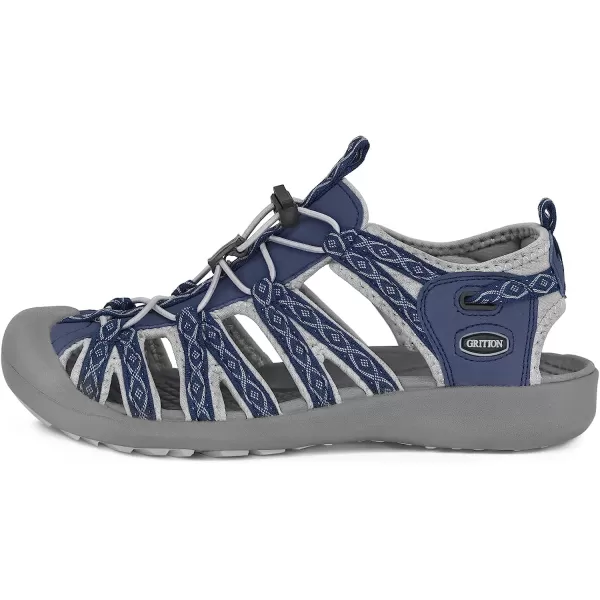 imageGRITION Hiking Sandals Women Closed Toe Waterproof Lightweight Adjustable Hiking Athletic Sandals Breathable For Beach Summer Adventure Comfortable Outdoor SportNavy