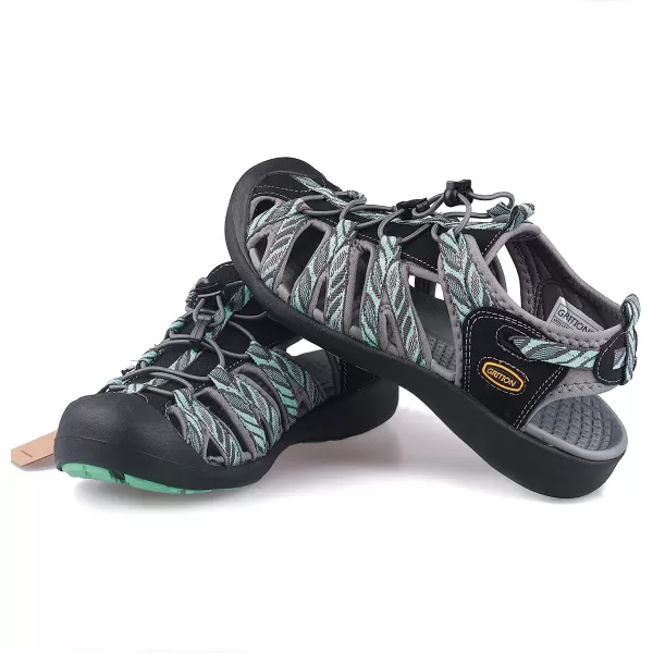 imageGRITION Hiking Sandals Women Closed Toe Waterproof Lightweight Adjustable Hiking Athletic Sandals Breathable For Beach Summer Adventure Comfortable Outdoor SportBlue