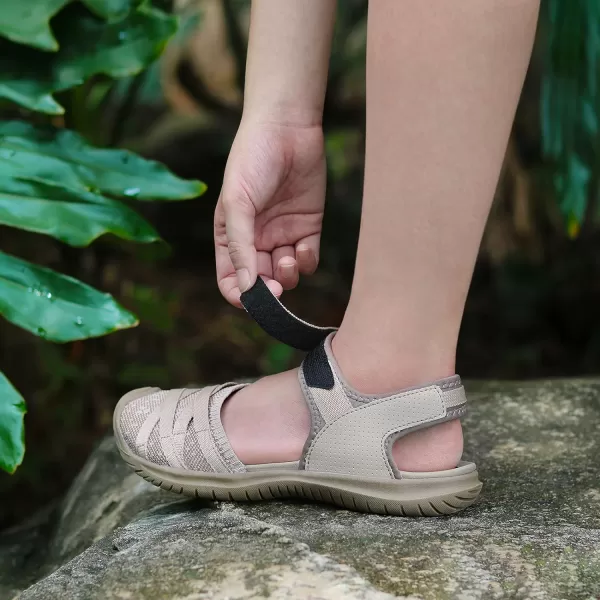 imageGRITION Hiking Sandals Women Closed Toe Waterproof Lightweight Adjustable Hiking Athletic Sandals Breathable For Beach Summer Adventure Comfortable Outdoor SportBeige3