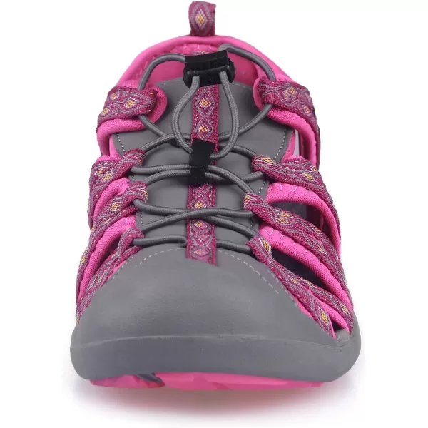 imageGRITION Hiking Sandals Women Closed Toe Waterproof Lightweight Adjustable Hiking Athletic Sandals Breathable For Beach Summer Adventure Comfortable Outdoor SportPink