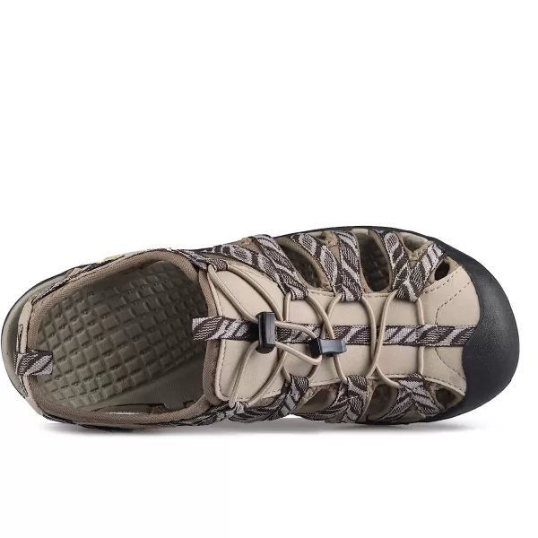 imageGRITION Hiking Sandals Women Closed Toe Waterproof Lightweight Adjustable Hiking Athletic Sandals Breathable For Beach Summer Adventure Comfortable Outdoor SportBeigeBrown
