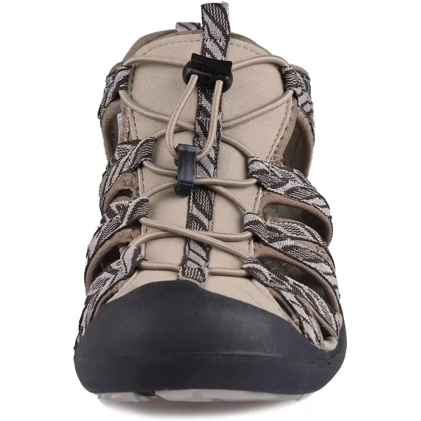 imageGRITION Hiking Sandals Women Closed Toe Waterproof Lightweight Adjustable Hiking Athletic Sandals Breathable For Beach Summer Adventure Comfortable Outdoor SportBeigeBrown