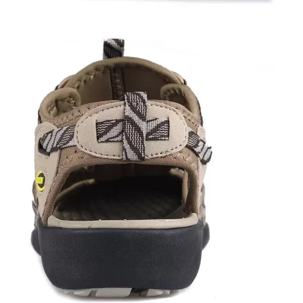 imageGRITION Hiking Sandals Women Closed Toe Waterproof Lightweight Adjustable Hiking Athletic Sandals Breathable For Beach Summer Adventure Comfortable Outdoor SportBeigeBrown