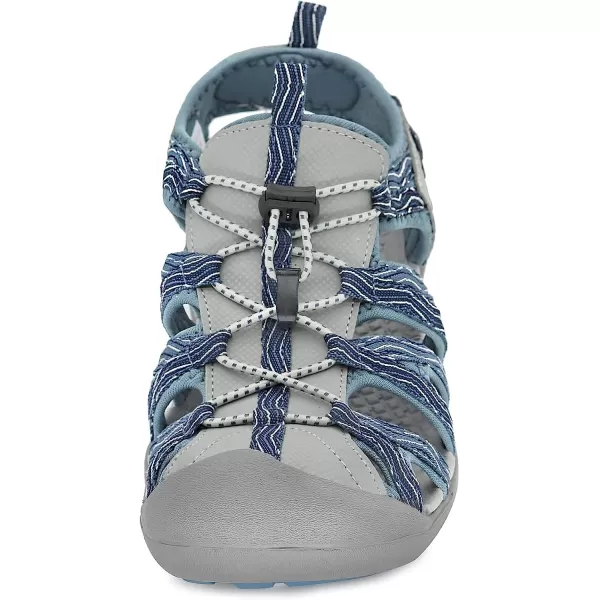imageGRITION Hiking Sandals Women Closed Toe Waterproof Lightweight Adjustable Hiking Athletic Sandals Breathable For Beach Summer Adventure Comfortable Outdoor SportBlue2
