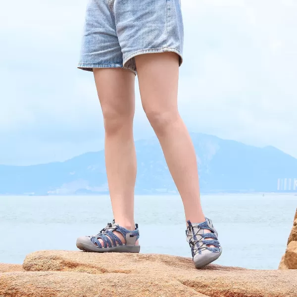 imageGRITION Hiking Sandals Women Closed Toe Waterproof Lightweight Adjustable Hiking Athletic Sandals Breathable For Beach Summer Adventure Comfortable Outdoor SportBlue2