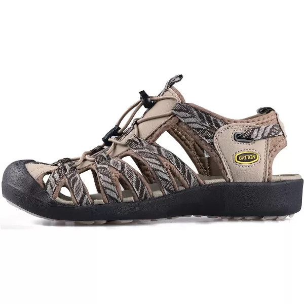imageGRITION Hiking Sandals Women Closed Toe Waterproof Lightweight Adjustable Hiking Athletic Sandals Breathable For Beach Summer Adventure Comfortable Outdoor SportBeigeBrown