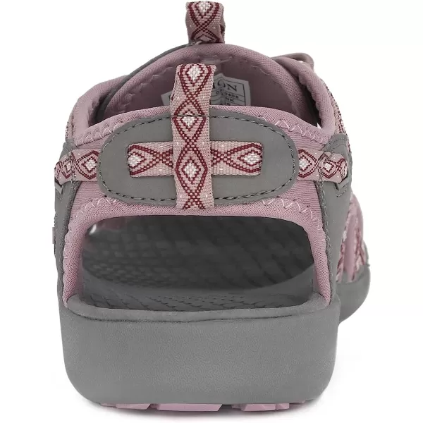 imageGRITION Hiking Sandals Women Closed Toe Waterproof Lightweight Adjustable Hiking Athletic Sandals Breathable For Beach Summer Adventure Comfortable Outdoor SportGrey Pink