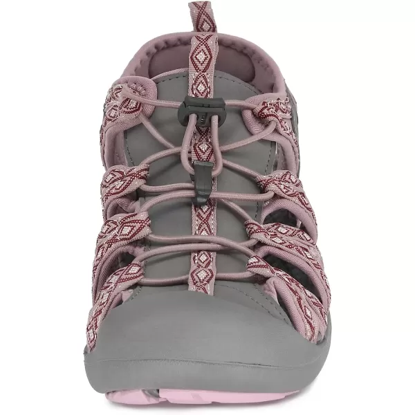 imageGRITION Hiking Sandals Women Closed Toe Waterproof Lightweight Adjustable Hiking Athletic Sandals Breathable For Beach Summer Adventure Comfortable Outdoor SportGrey Pink