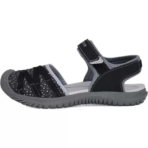imageGRITION Hiking Sandals Women Comfortable Closed Toe Lightweight Outdoor Athtletic Sports Sandals Adjustable Breathable Waterproof For Beach SummerBlack
