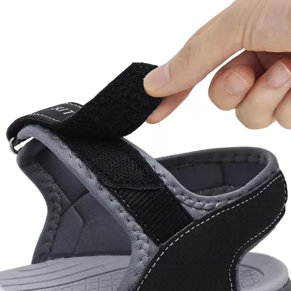 imageGRITION Hiking Sandals Women Comfortable Closed Toe Lightweight Outdoor Athtletic Sports Sandals Adjustable Breathable Waterproof For Beach SummerBlack