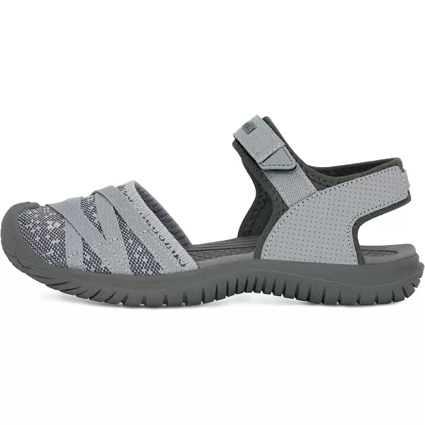 imageGRITION Hiking Sandals Women Comfortable Closed Toe Lightweight Outdoor Athtletic Sports Sandals Adjustable Breathable Waterproof For Beach SummerGrey Blue