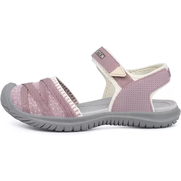 imageGRITION Hiking Sandals Women Comfortable Closed Toe Lightweight Outdoor Athtletic Sports Sandals Adjustable Breathable Waterproof For Beach SummerPink
