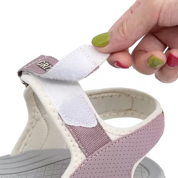 imageGRITION Hiking Sandals Women Comfortable Closed Toe Lightweight Outdoor Athtletic Sports Sandals Adjustable Breathable Waterproof For Beach SummerPink