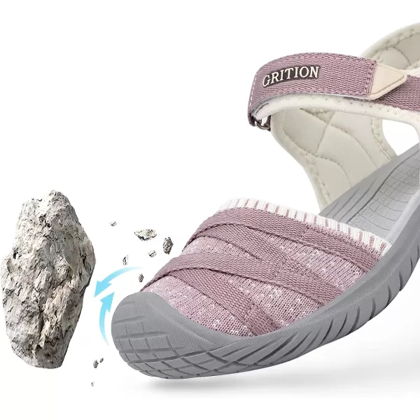 imageGRITION Hiking Sandals Women Comfortable Closed Toe Lightweight Outdoor Athtletic Sports Sandals Adjustable Breathable Waterproof For Beach SummerPink